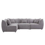 English Elm 145 Inch Modular Sectional Couch 4-Seater Sectional Sofa Convertible Comfy Couches For Living Room Apartment, Office,Grey