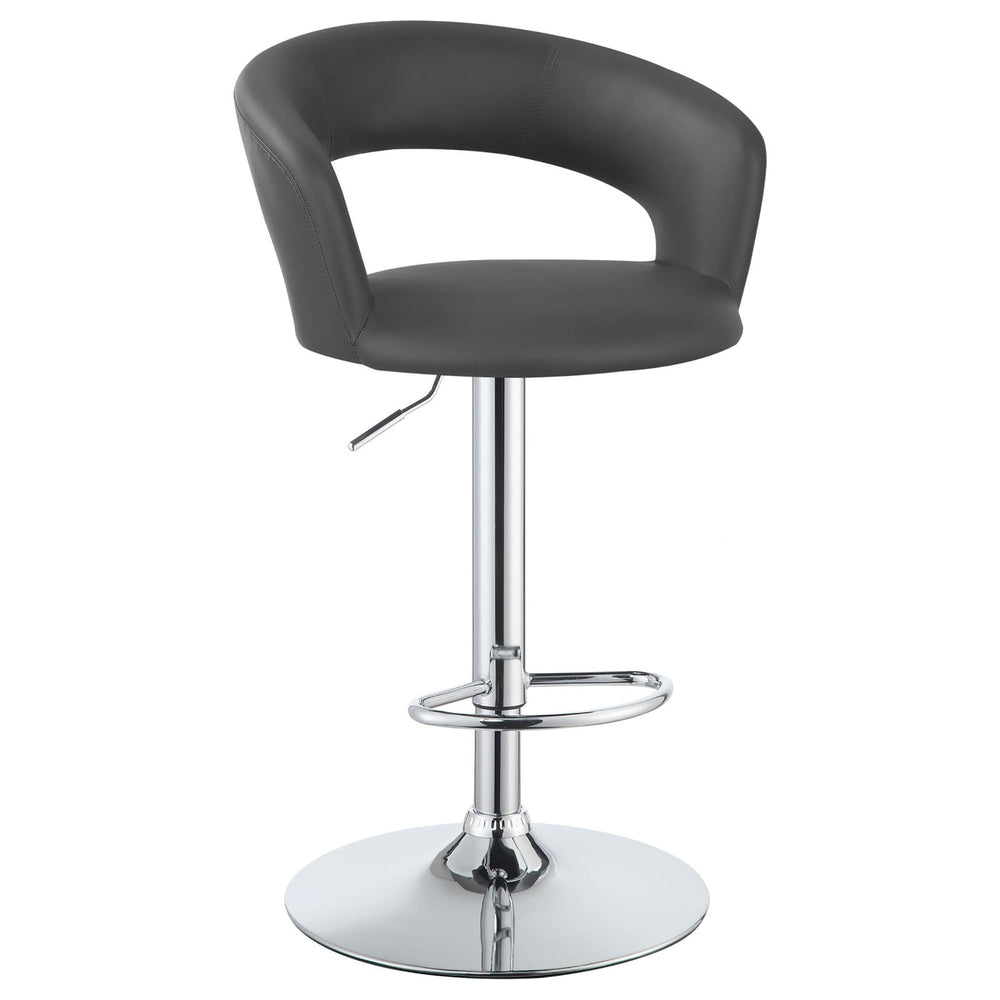 English Elm Grey Adjustable Bar Stool with Chrome Base, Faux Leather Open Back, Height-Adjustable Comfort Seat B062P153487