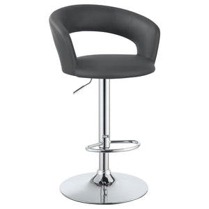 English Elm Grey Adjustable Bar Stool with Chrome Base, Faux Leather Open Back, Height-Adjustable Comfort Seat B062P153487