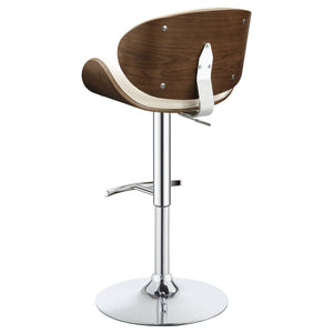 English Elm Ecru Adjustable Bar Stool With Chrome Base & Walnut Accents - Modern Comfort For Stylish Spaces B062P153492