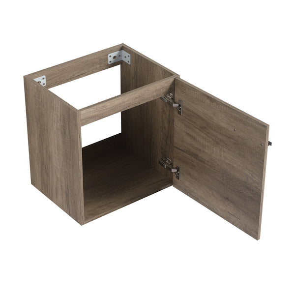 English Elm 18 inch Wall-Mounted Vanity with Ceramic Sink Top, Eco Plywood Cabinet, Dual Handles, Sleek Minimalist Design W999P149895