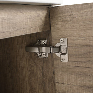 English Elm 18 inch Wall-Mounted Vanity with Ceramic Sink Top, Eco Plywood Cabinet, Dual Handles, Sleek Minimalist Design W999P149895