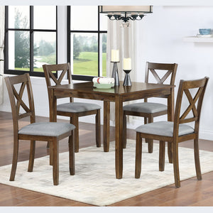 English Elm Elegant 5-Piece Walnut Dining Table Set With 4 Ergonomic Chairs For Modern Kitchen & Living Spaces W1998S00024