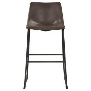 English Elm Brown Two-Tone Armless Bar Stools Set of 2 - Rustic Black Metal Legs, Brown Leatherette Seats, Retro Industrial Flair B062P153515
