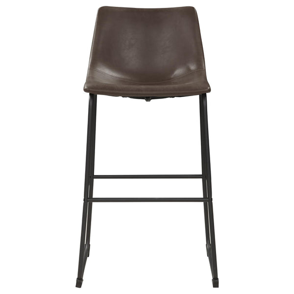 English Elm Brown Two-Tone Armless Bar Stools Set of 2 - Rustic Black Metal Legs, Brown Leatherette Seats, Retro Industrial Flair B062P153515