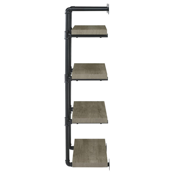 English Elm Black Driftwood Metal 24-Inch Wall Shelf Rustic Industrial Pipe Frame Display for Cabin Decor Photos Books Black+Grey B062P153482