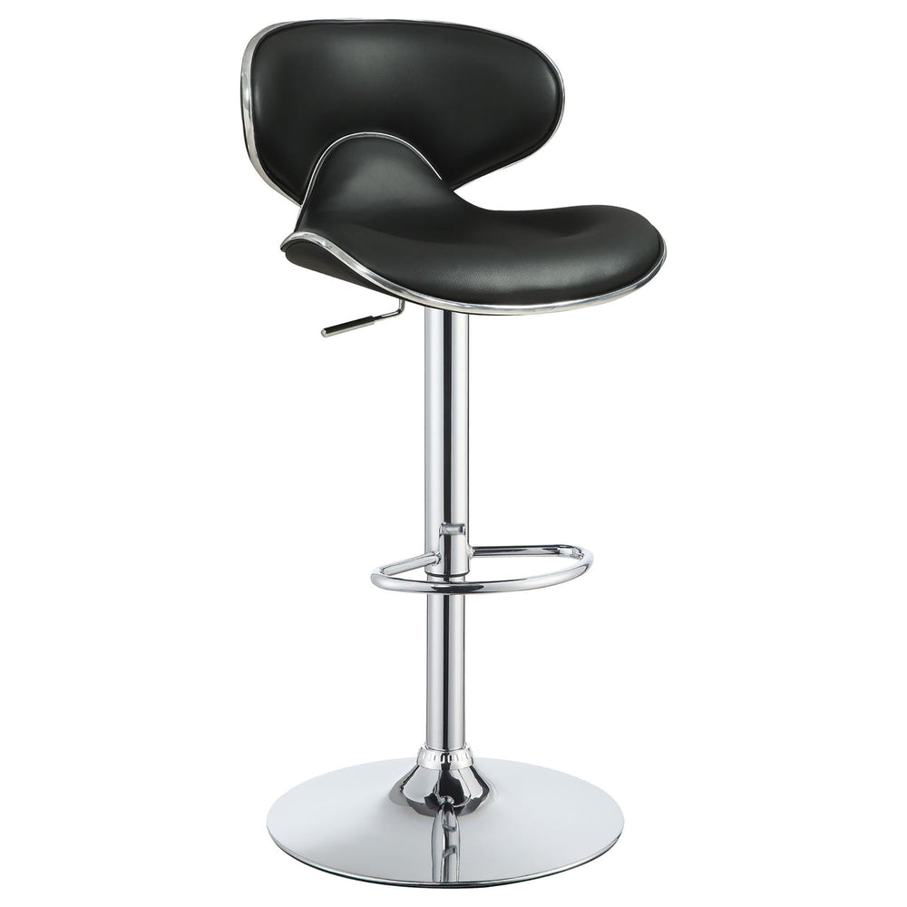 English Elm Black Adjustable Bar Stools Set Of 2 - Modern Chrome Frame, Stylish Comfort For Kitchen & Bar B062P153499