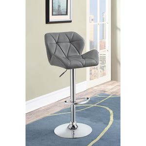 English Elm Chrome Adjustable Bar Stools Set of 2 — Grey Star-Pattern Upholstery, Hydraulic Height Lift, Modern Chrome Base B062P153521