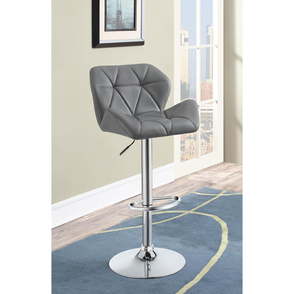 English Elm Chrome Adjustable Bar Stools Set of 2 — Grey Star-Pattern Upholstery, Hydraulic Height Lift, Modern Chrome Base B062P153521