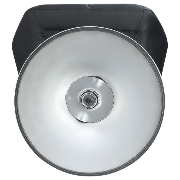 English Elm Chrome Adjustable Bar Stool Set of 2 — Upholstered Black Star-Pattern Seats, Hydraulic Height Lift, Chrome Base (35.5-41") B062P153527