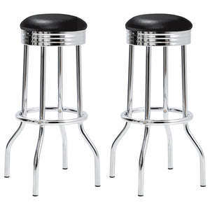 English Elm Black and Chrome Bar Height Stool (Set Of 2)