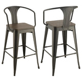 Industrial Charm Bar Stools - Dark Elm & Matte Black Set of 2