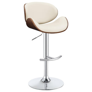 English Elm Ecru Adjustable Bar Stool With Chrome Base & Walnut Accents - Modern Comfort For Stylish Spaces B062P153492