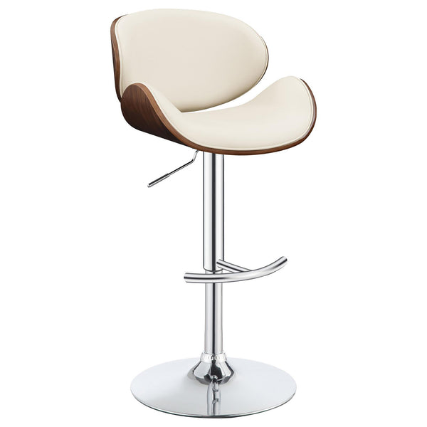 English Elm Ecru Adjustable Bar Stool With Chrome Base & Walnut Accents - Modern Comfort For Stylish Spaces B062P153492