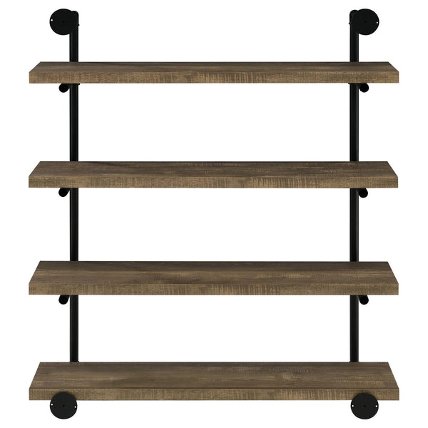 English Elm Black Driftwood Metal 24-Inch Wall Shelf Rustic Industrial Pipe Frame Display for Cabin Decor Photos Books Black+Brown B062P153483