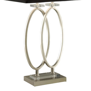 English Elm Brushed Brushed Nickel and Black Rectangular Shade Accent Lamp with Sleek Oval Base and 3-Way Dimmer B062P153480