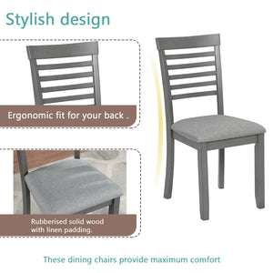 English Elm 5 Piece Modern Dining Set - Stylish Rectangular Table & 4 Upholstered Chairs For Home Dining Comfort W1998S00013