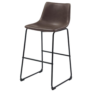 English Elm Brown Two-Tone Armless Bar Stools Set of 2 - Rustic Black Metal Legs, Brown Leatherette Seats, Retro Industrial Flair B062P153515