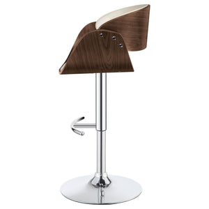 English Elm Ecru Adjustable Bar Stool - Mid-Century Design With Chrome Accents & Walnut Details For Comfort B062P153493