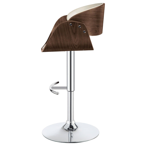English Elm Ecru Adjustable Bar Stool - Mid-Century Design With Chrome Accents & Walnut Details For Comfort B062P153493