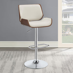 English Elm Ecru Adjustable Bar Stool with Faux Leather Seat, Walnut Wood & Chrome Base, Modern Counter Height Elegance B062P153502