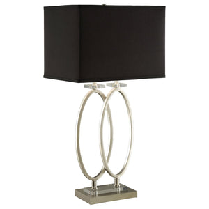 English Elm Brushed Brushed Nickel and Black Rectangular Shade Accent Lamp with Sleek Oval Base and 3-Way Dimmer B062P153480
