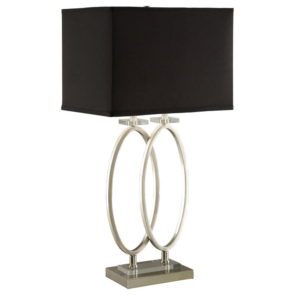 English Elm Brushed Brushed Nickel and Black Rectangular Shade Accent Lamp with Sleek Oval Base and 3-Way Dimmer B062P153480