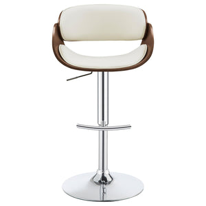 English Elm Ecru Adjustable Bar Stool - Mid-Century Design With Chrome Accents & Walnut Details For Comfort B062P153493