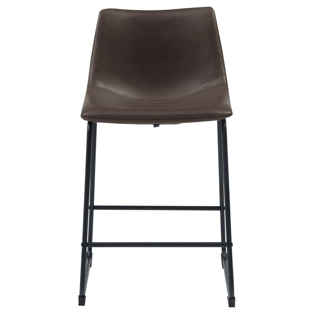 English Elm Brown Two-Tone Armless Counter Height Stools Set of 2 – Rustic Black Metal Legs, Upholstered Seats, Industrial Flair B062P153504