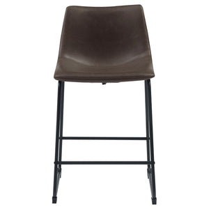 English Elm Brown Two-Tone Armless Counter Height Stools Set of 2 – Rustic Black Metal Legs, Upholstered Seats, Industrial Flair B062P153504