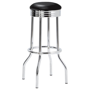 English Elm Black Bar Height Stools Set Of 2 - Vintage Modern Design With Chrome Legs For Stylish Dining & Entertaining B062P153507