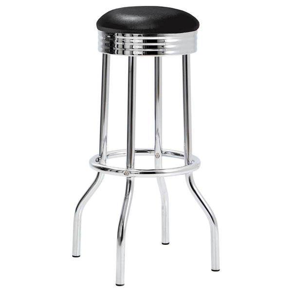 English Elm Black Bar Height Stools Set Of 2 - Vintage Modern Design With Chrome Legs For Stylish Dining & Entertaining B062P153507