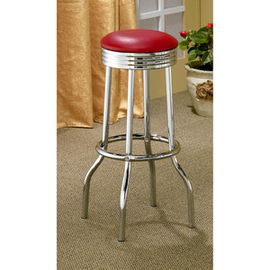 English Elm Red Vintage-Modern Bar Stools Set of 2 — Plush Faux Leather Seats with Chrome Legs, 30" Counter Height Elegance B062P153506