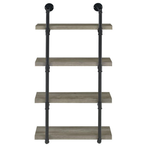 English Elm Black Driftwood Metal 24-Inch Wall Shelf Rustic Industrial Pipe Frame Display for Cabin Decor Photos Books Black+Grey B062P153482