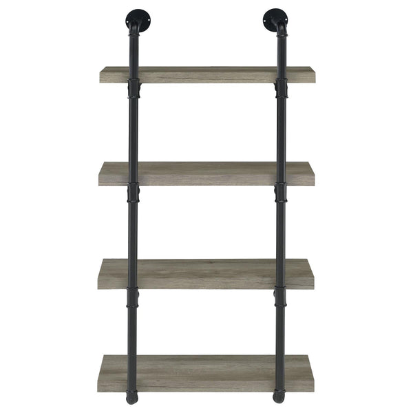 English Elm Black Driftwood Metal 24-Inch Wall Shelf Rustic Industrial Pipe Frame Display for Cabin Decor Photos Books Black+Grey B062P153482