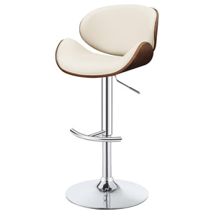 English Elm Ecru Adjustable Bar Stool With Chrome Base & Walnut Accents - Modern Comfort For Stylish Spaces B062P153492
