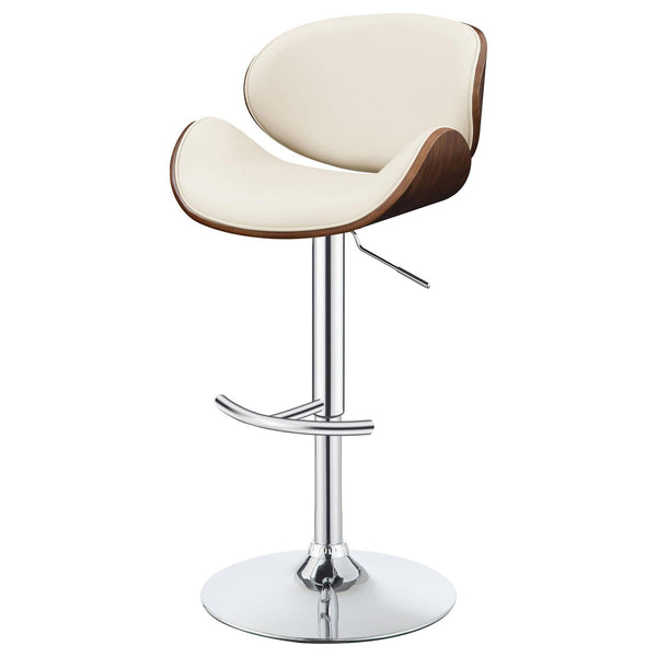 English Elm Ecru Adjustable Bar Stool With Chrome Base & Walnut Accents - Modern Comfort For Stylish Spaces B062P153492