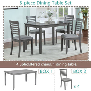 English Elm 5 Piece Modern Dining Set - Stylish Rectangular Table & 4 Upholstered Chairs For Home Dining Comfort W1998S00013