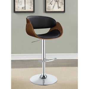 English Elm Black Adjustable Bar Stool With Chrome Accents - Mid-Century Style For Modern Kitchen & Dining Spaces B062P153497