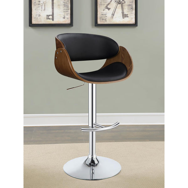 English Elm Black Adjustable Bar Stool With Chrome Accents - Mid-Century Style For Modern Kitchen & Dining Spaces B062P153497