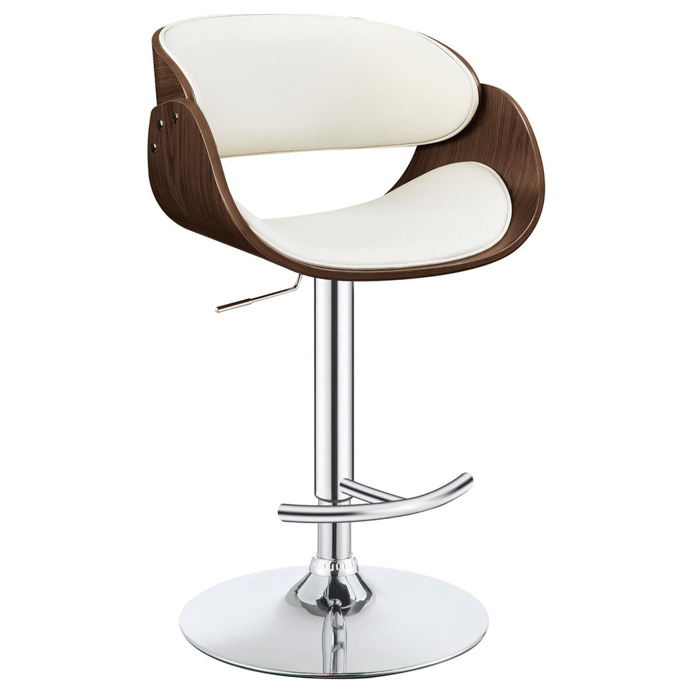 English Elm Ecru Adjustable Bar Stool - Mid-Century Design With Chrome Accents & Walnut Details For Comfort B062P153493