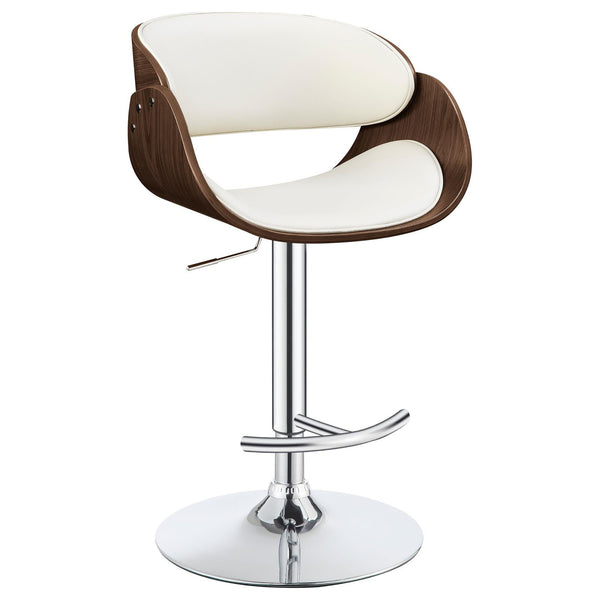 English Elm Ecru Adjustable Bar Stool - Mid-Century Design With Chrome Accents & Walnut Details For Comfort B062P153493