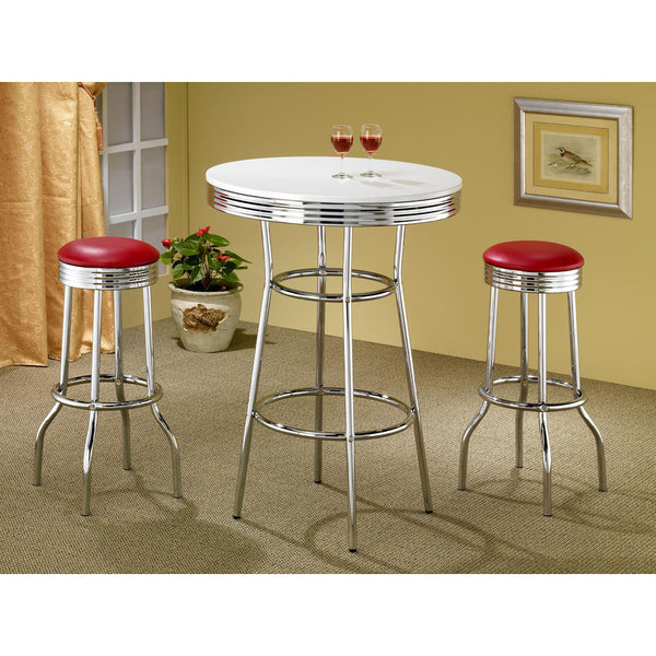 English Elm Red Vintage-Modern Bar Stools Set of 2 — Plush Faux Leather Seats with Chrome Legs, 30" Counter Height Elegance B062P153506