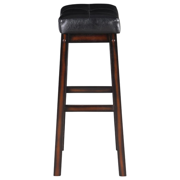 English Elm Black Upholstered Bar Stools Set Of 2 - Stylish, Comfortable Design With Tufted Back And Rubberwood Legs B062P153501
