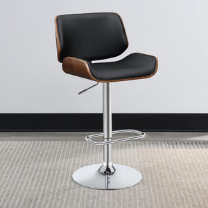 English Elm Black Adjustable Bar Stool With Chrome Base & Faux-Leather Seat - Modern Industrial Style Comfort B062P153495