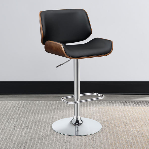 English Elm Black Adjustable Bar Stool With Chrome Base & Faux-Leather Seat - Modern Industrial Style Comfort B062P153495