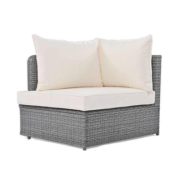 English Elm TOPMAX 6-Piece Patio Conversation Sofa Set with Modular Seating, Thick Cushions & Tempered Glass Table Beige SP100020AAA