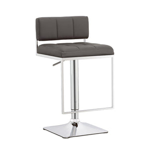 English Elm Grey Adjustable Bar Stool With Chrome Accents - Modern Tufted Faux Leather Comfort For Home Bars B062P153517