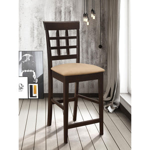 English Elm Beige Cappuccino Upholstered Counter Stools Set of 2 — Solid Wood, Mocha Fabric, Modern Comfort Chair B062P153489