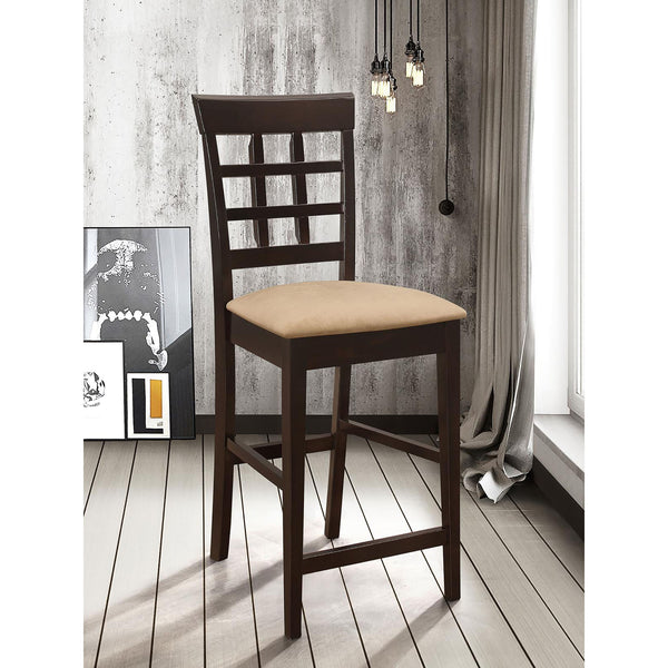 English Elm Beige Cappuccino Upholstered Counter Stools Set of 2 — Solid Wood, Mocha Fabric, Modern Comfort Chair B062P153489